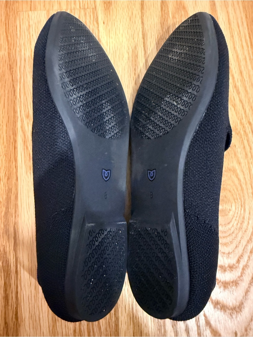 Rothy's The Almond Black Slip-On Loafers with Blue Trim - Picture 12 of 14